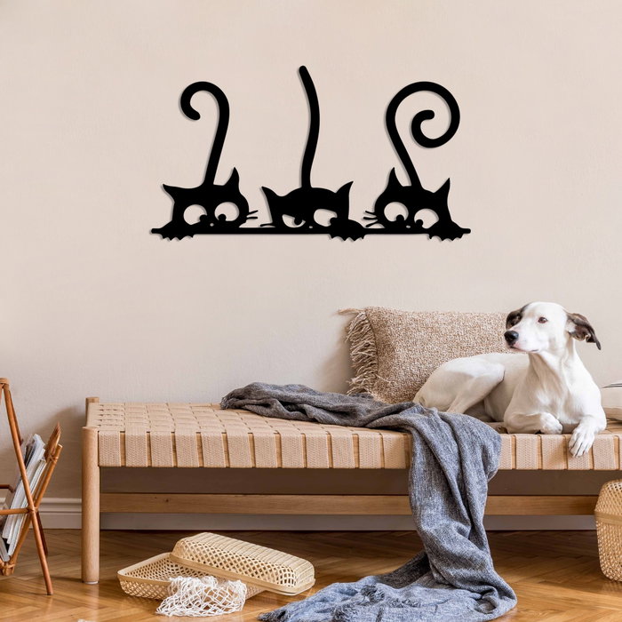 Wallity Cat 5 Escultura de Pared de Metal Negra